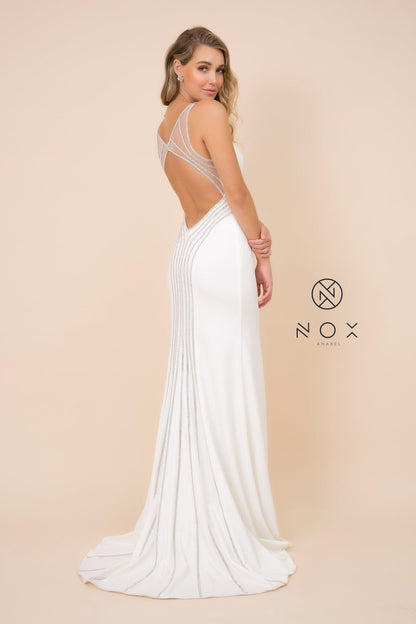 Long Formal Wedding Dress Ivory - The Dress Outlet Nox Anabel