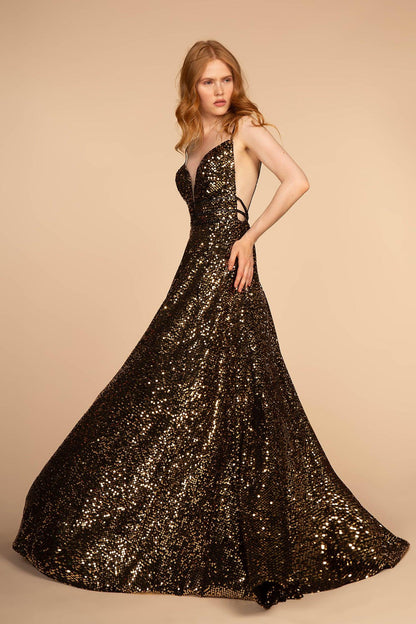 Long Fully Sequins Prom Formal Ball Gown - The Dress Outlet Elizabeth K