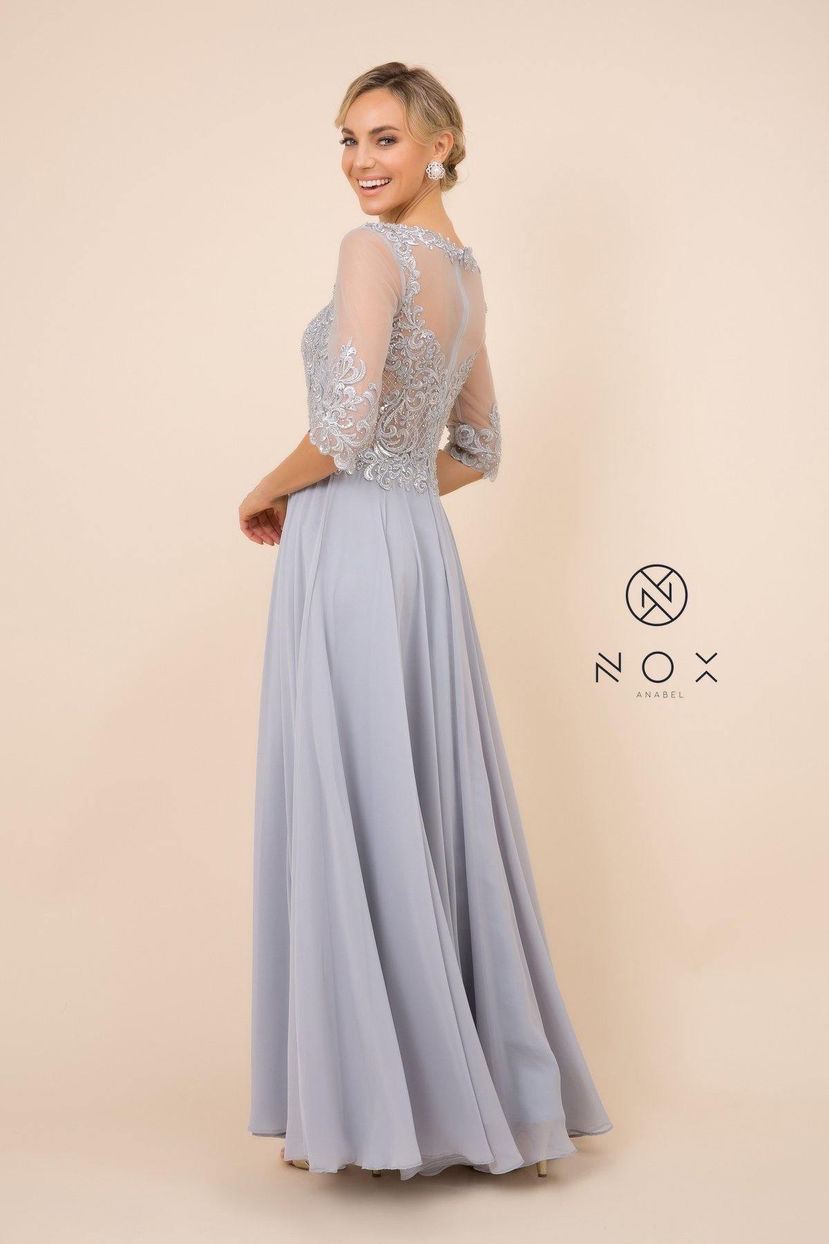Long Gown With Applique Bodice Formal Dress