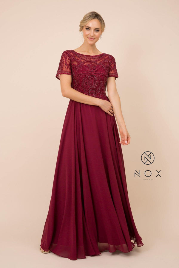 Long Gown With Appliqued Bodice Formal Dress
