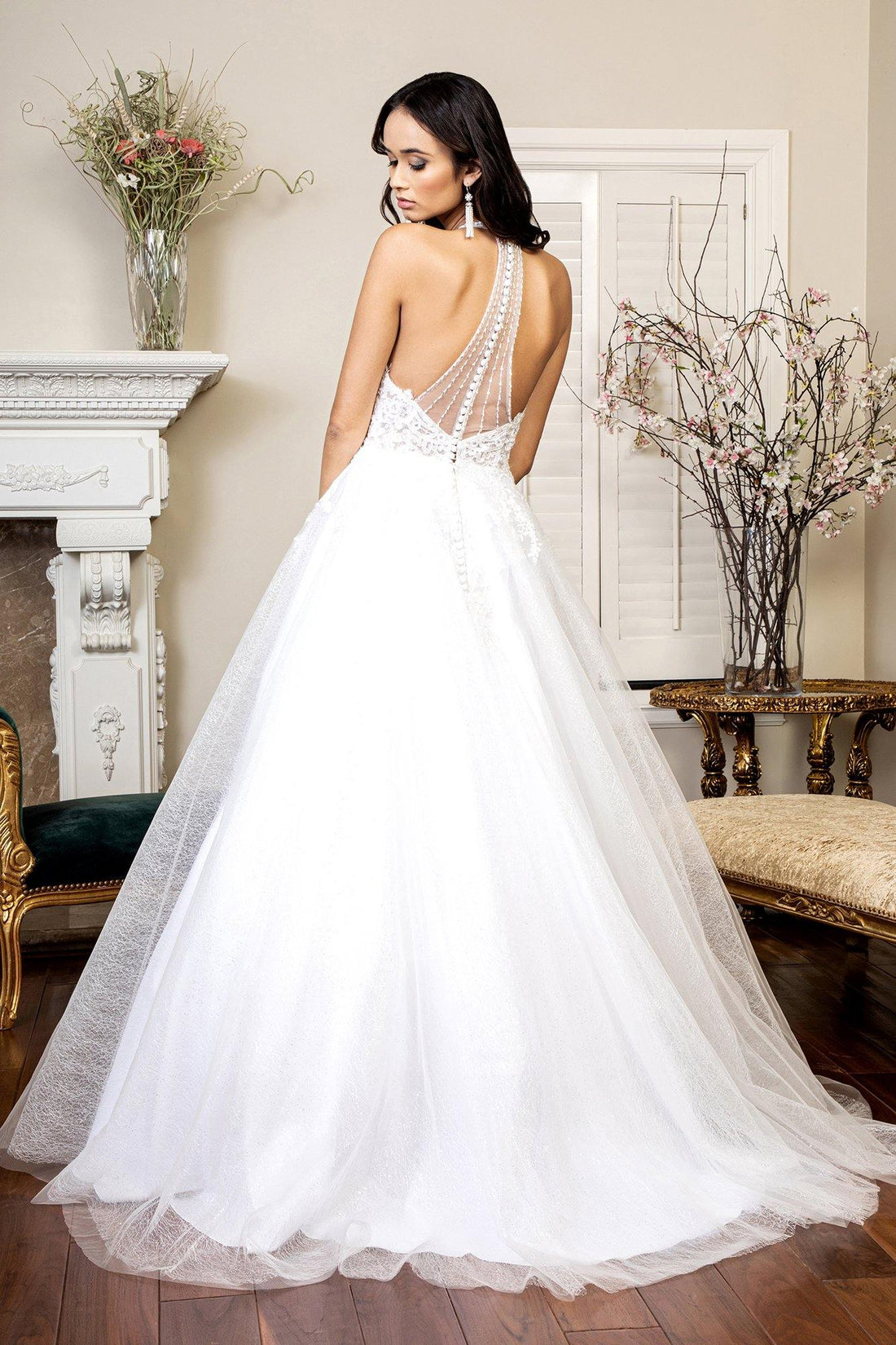 LONG-SLEEVE GLITTER WRAP GOWN main image 1