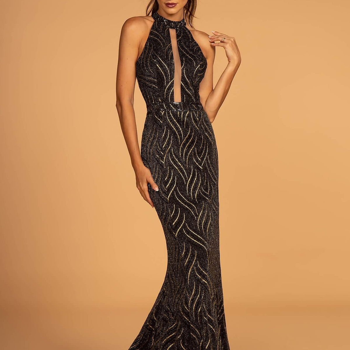 black halter evening dress Long Halter Evening Prom Dress