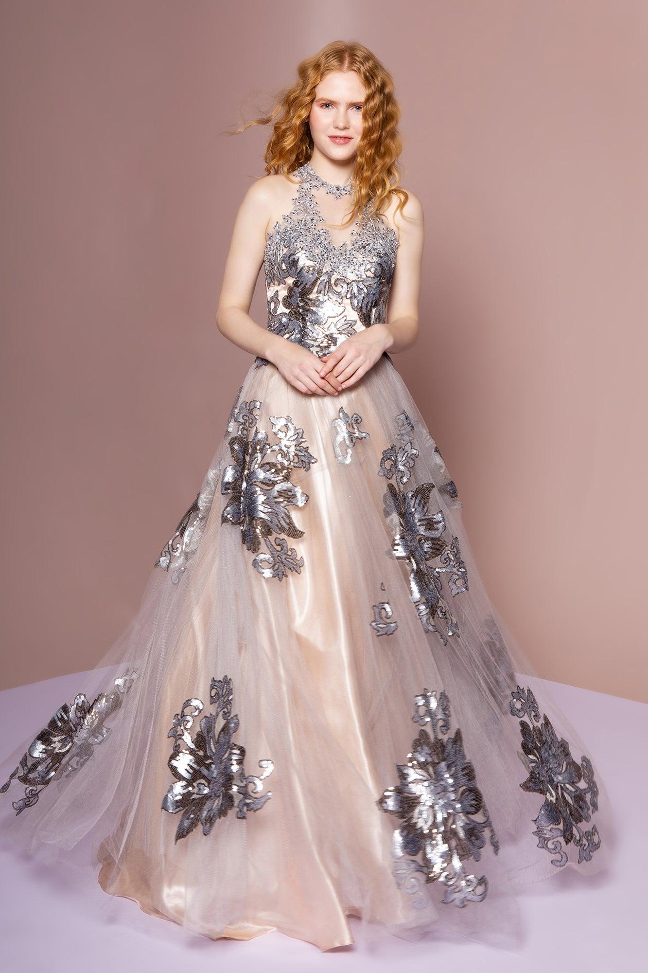 Long Halter Prom Dress Evening Gown