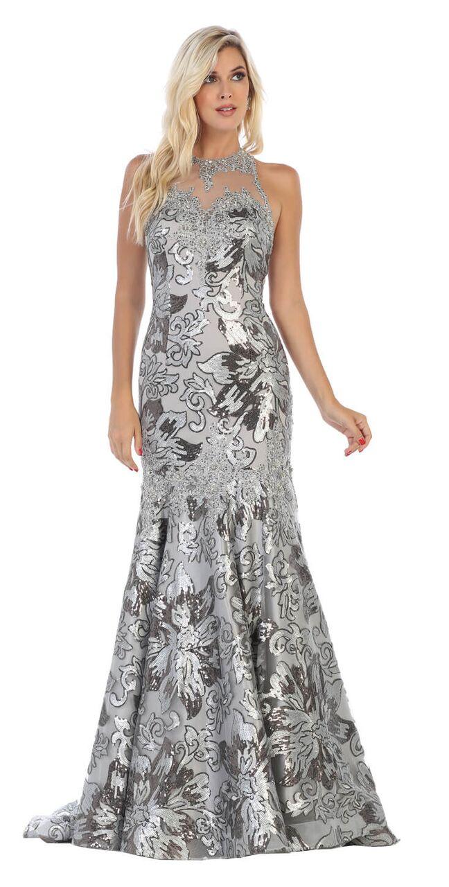 Long Halter Prom Dress Formal Mermaid Gown - The Dress Outlet May Queen