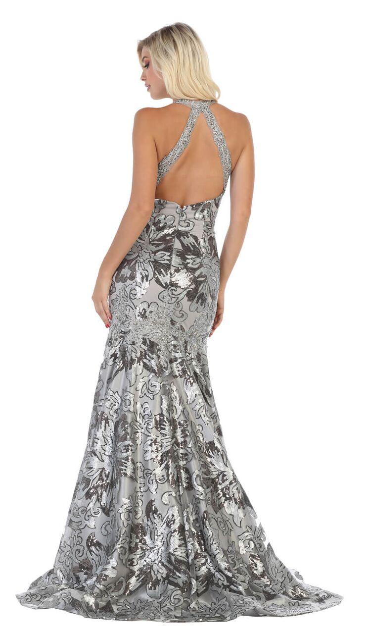Long Halter Prom Dress Formal Mermaid Gown - The Dress Outlet May Queen