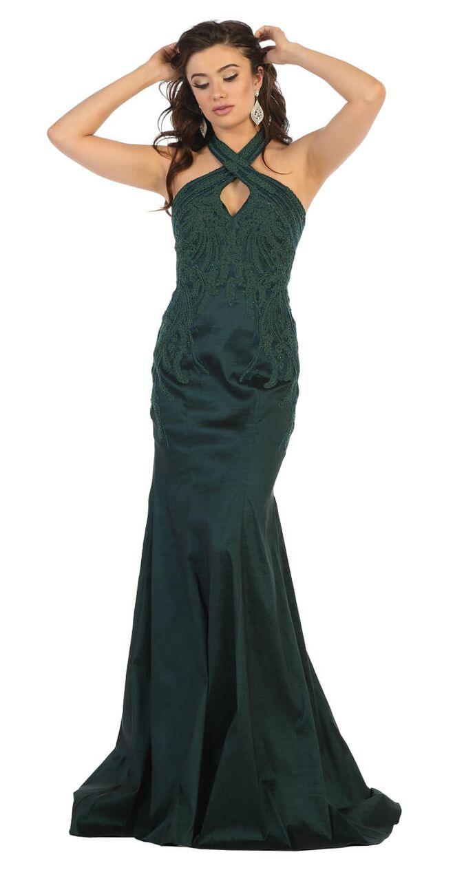 Long Halter Prom Dress Homecoming Evening Gown - The Dress Outlet May Queen