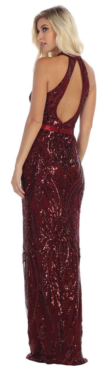 Long Halter Prom Dress with Keyhole Back - The Dress Outlet May Queen
