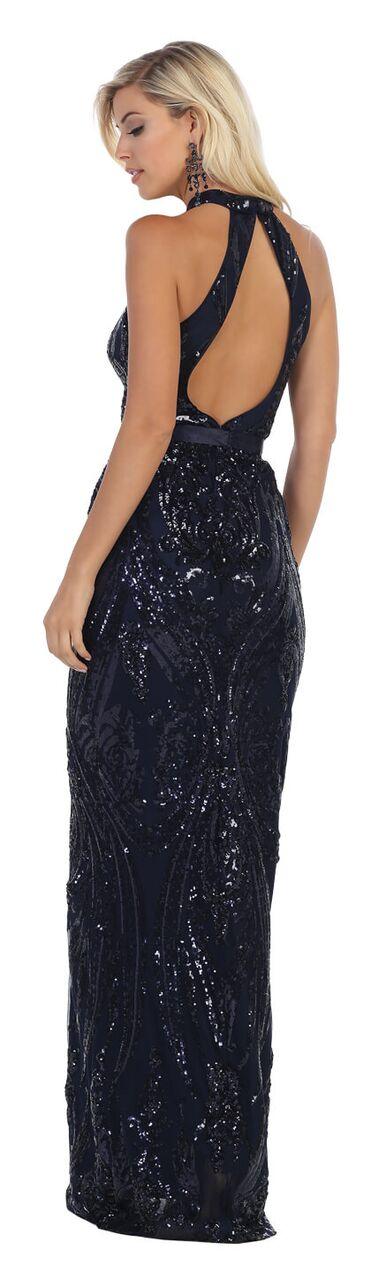 Long Halter Prom Dress with Keyhole Back - The Dress Outlet May Queen