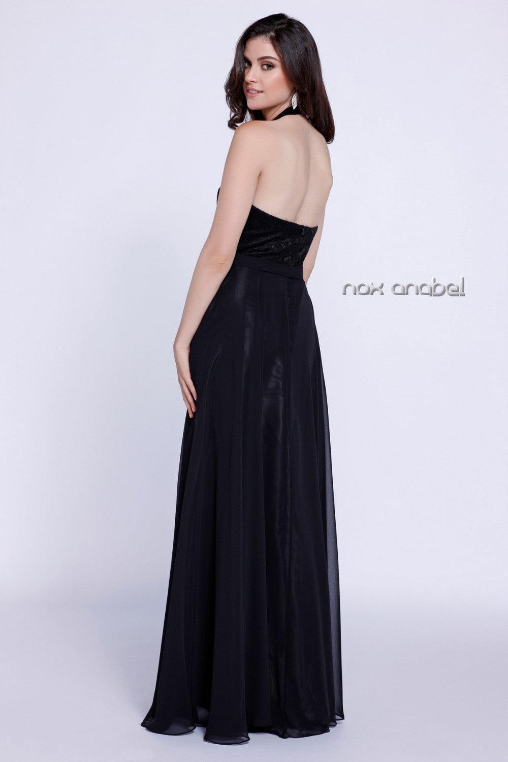 Long High Neck Halter Formal Bridesmaid Dress - The Dress Outlet Nox Anabel