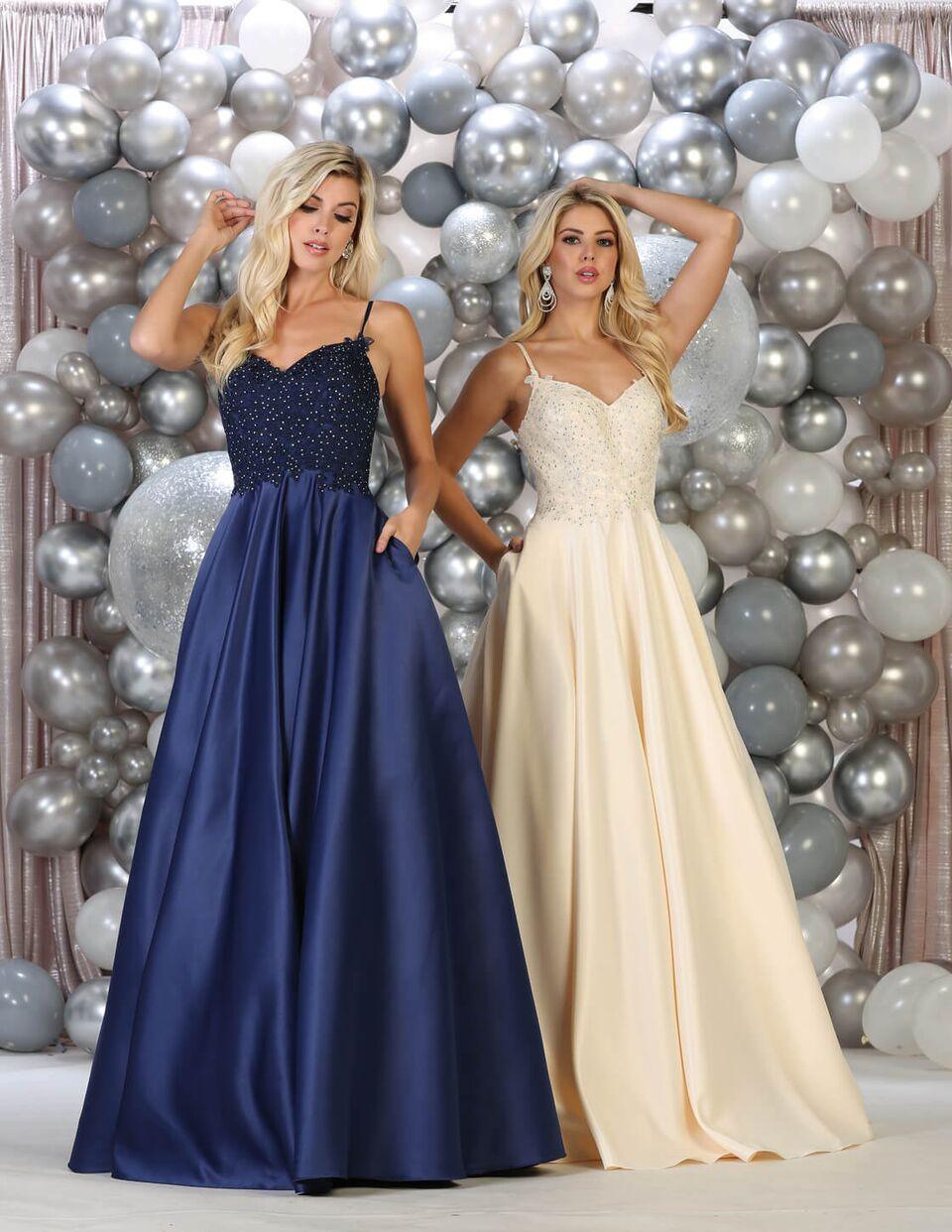 Long Lace A Line Formal Gown Prom Dress - The Dress Outlet May Queen