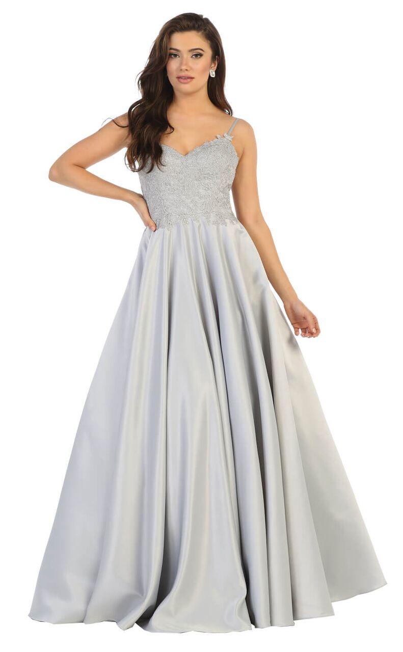 Long Lace A Line Formal Gown Prom Dress - The Dress Outlet May Queen