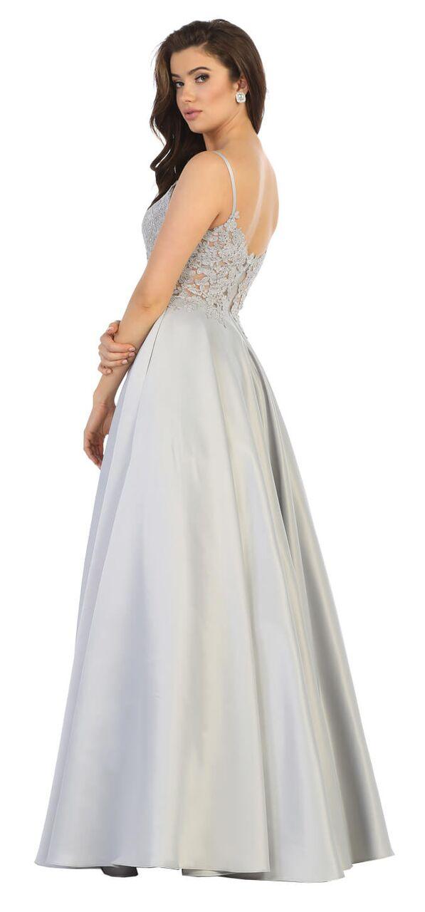 Long Lace A Line Formal Gown Prom Dress - The Dress Outlet May Queen