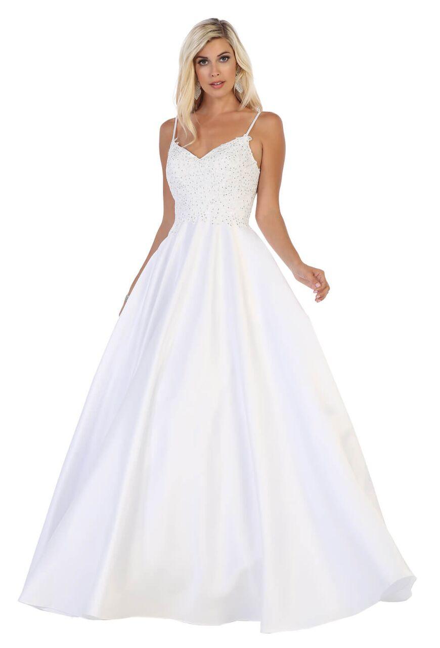 Long Lace A Line Formal Gown Prom Dress - The Dress Outlet May Queen