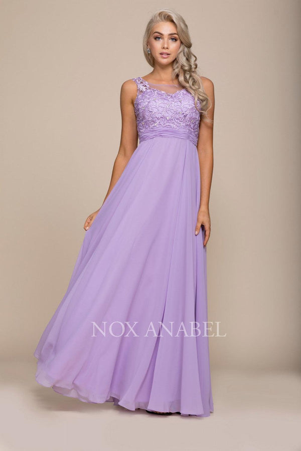 Long Lace Bodice Prom Illusion Dress