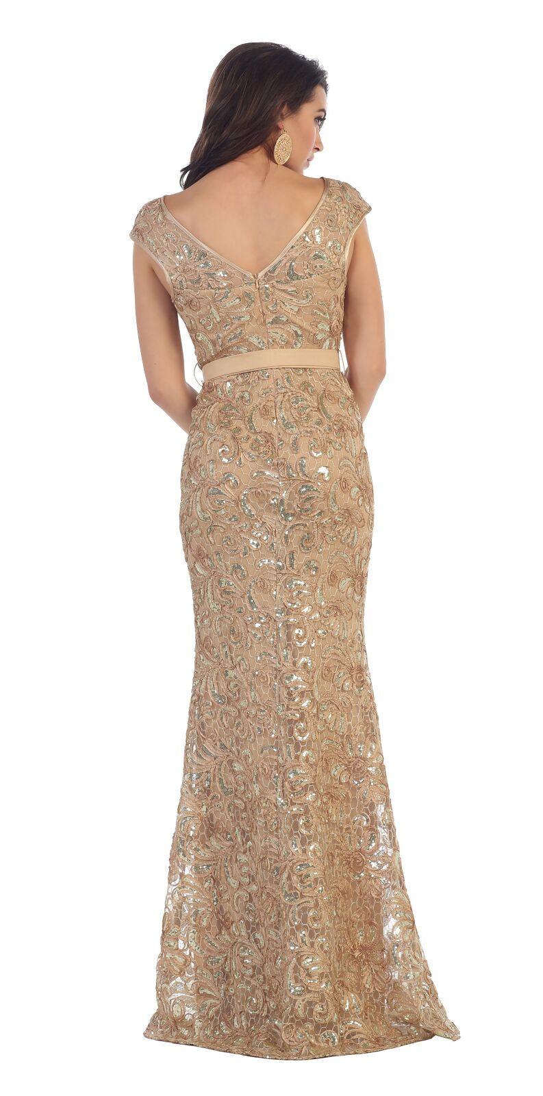 Long Lace Formal Mother of the Bride Dress - The Dress Outlet May Queen