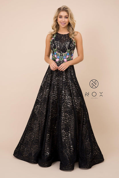 Long Lace Prom Dress Evening Gown - The Dress Outlet Nox Anabel