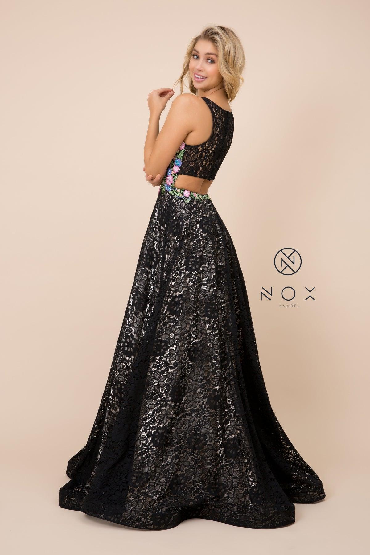 Black Long Lace Prom Dress Evening Gown