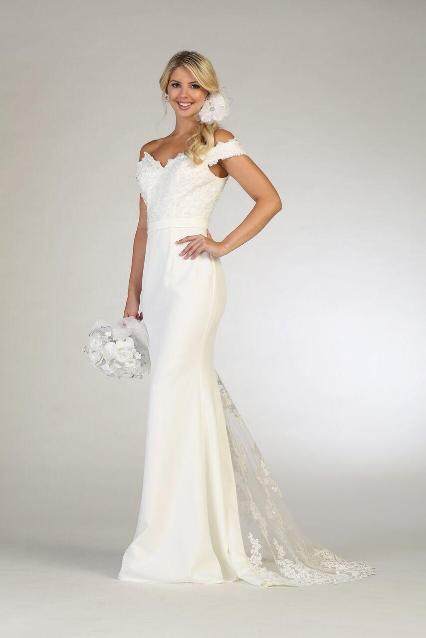 Long Lace Wedding Dress Bridal Gown - The Dress Outlet May Queen