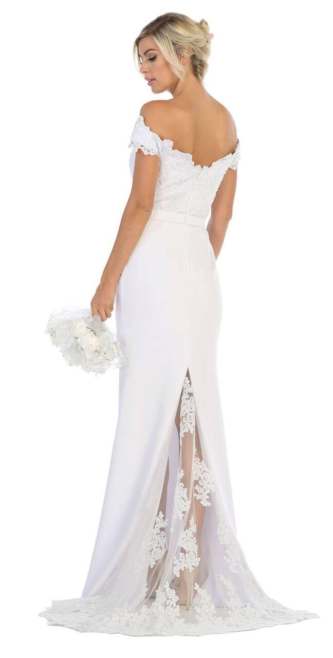 Long Lace Wedding Dress Bridal Gown - The Dress Outlet May Queen