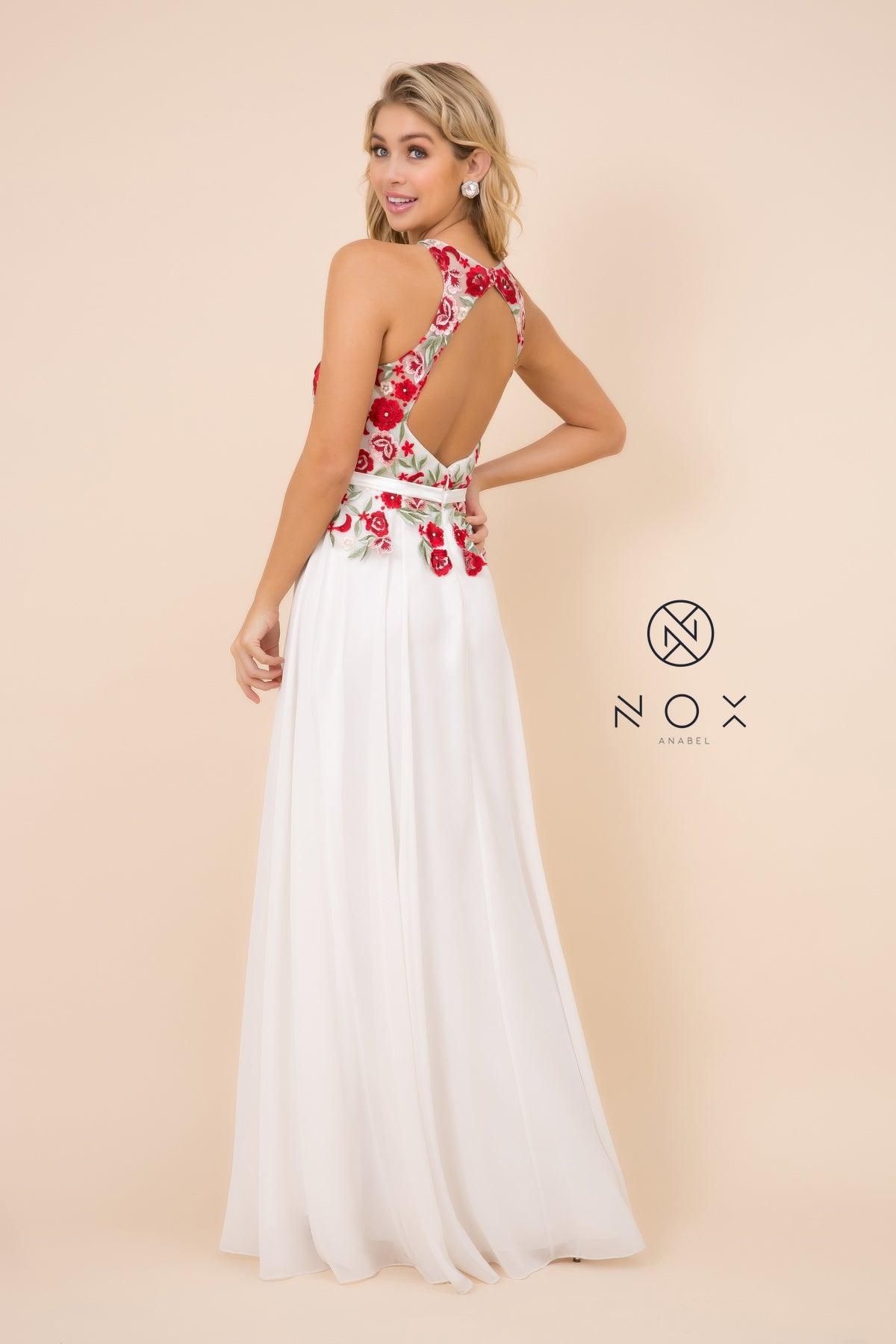 Long Low Back Formal Prom Dress Gown - The Dress Outlet Nox Anabel