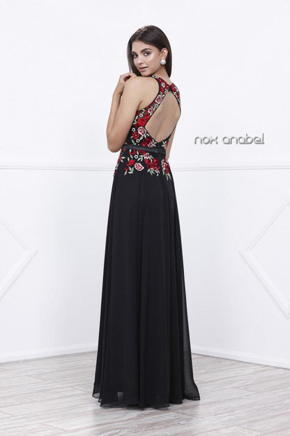 Long Low Back Formal Prom Dress Gown - The Dress Outlet Nox Anabel