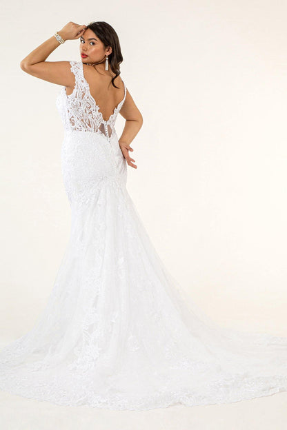 Long Mermaid Tail Lace Wedding Gown - The Dress Outlet