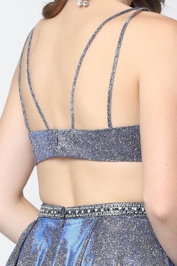 Long Metallic A Line Prom Dress Formal Evening Gown