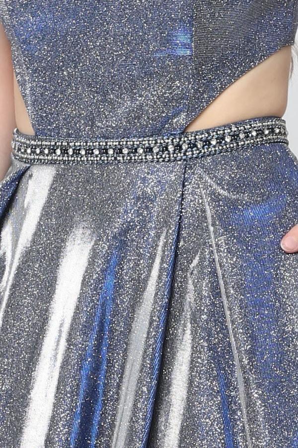 Long Metallic A Line Prom Dress Formal Evening Gown