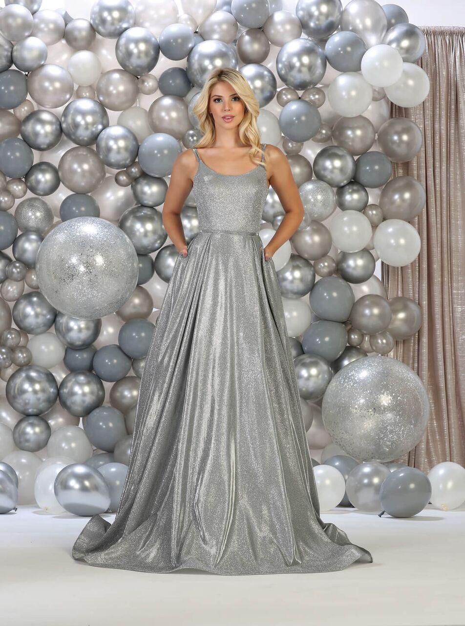 Long Metallic Prom Dress Evening Party Gown - The Dress Outlet May Queen