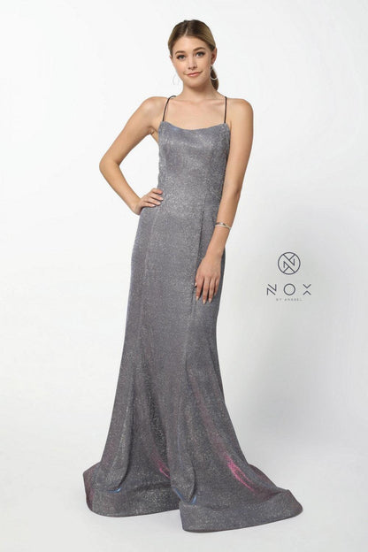 Long Metallic Prom Dress Sexy Evening Gown - The Dress Outlet Nox Anabel