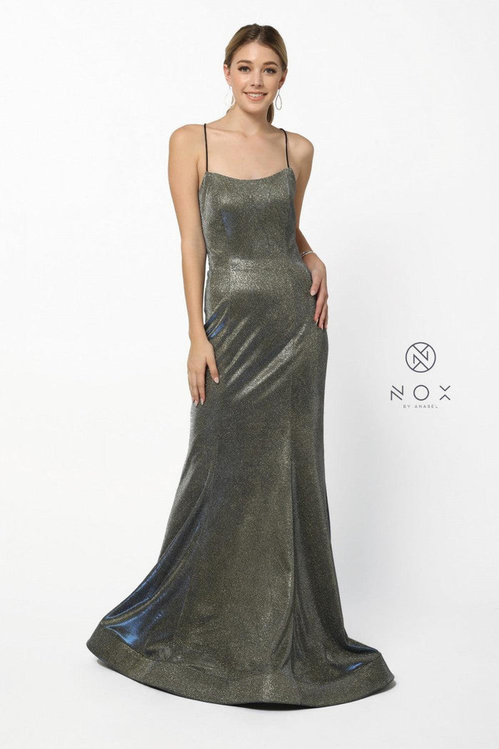 Long Metallic Prom Dress Sexy Evening Gown - The Dress Outlet Nox Anabel