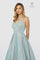 Long Metallic V Neck Formal Prom Dress Evening Gown - The Dress Outlet Nox Anabel