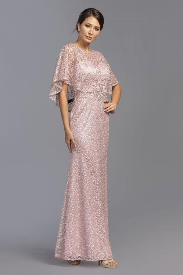 Long Mother of Bride Dress with Cape