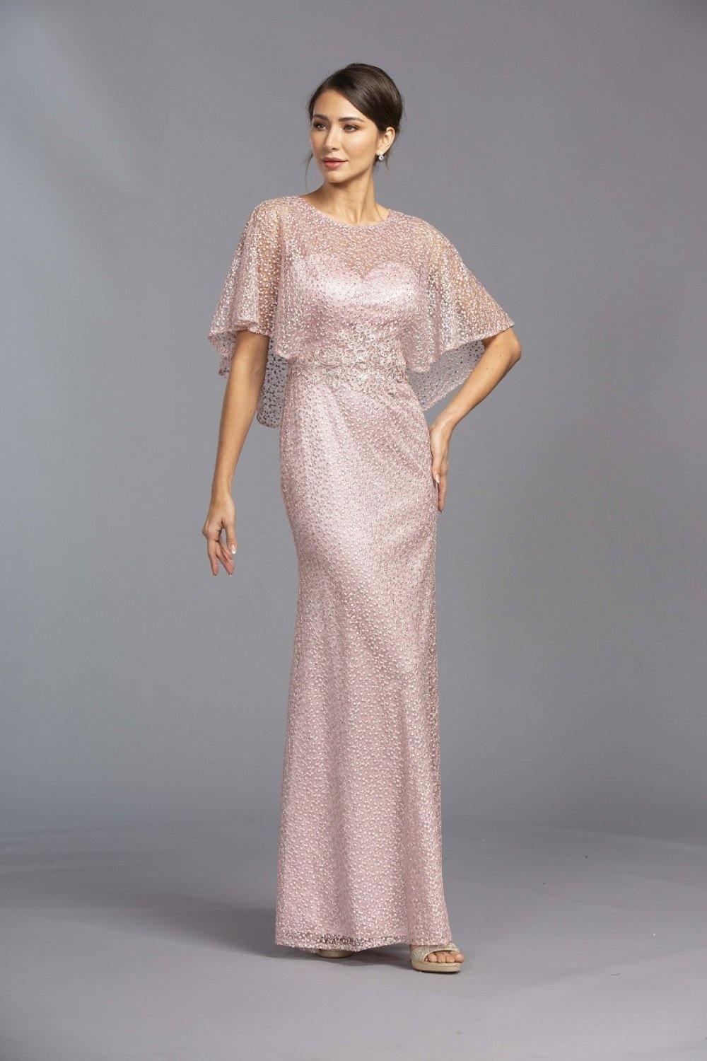 Long Mother of Bride Dress with Cape