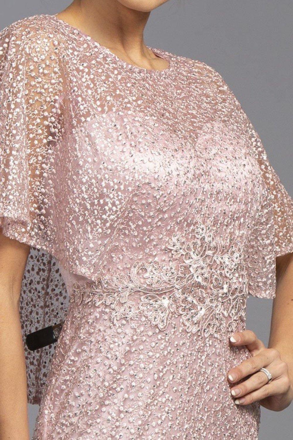 Long Mother of Bride Dress with Cape