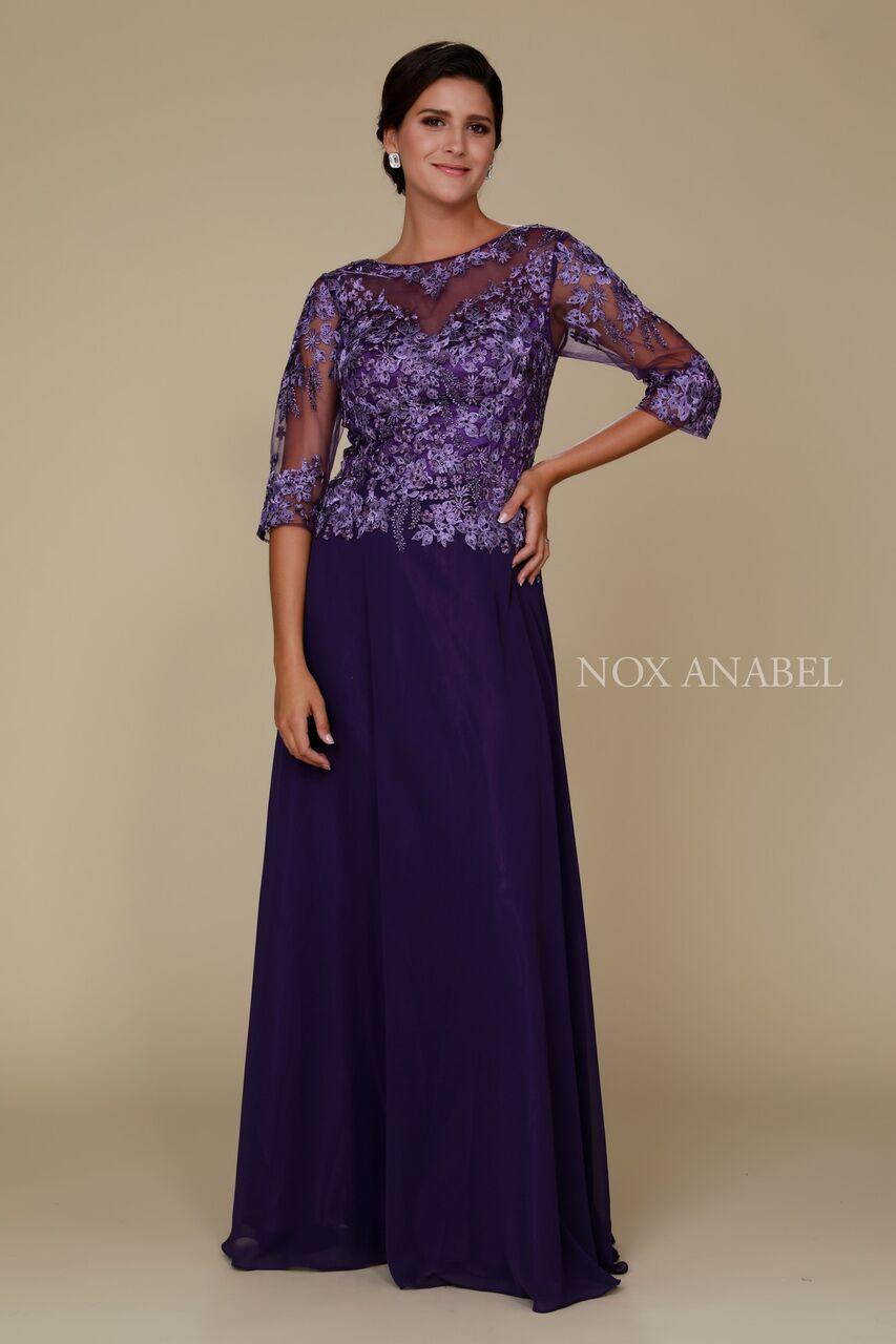 Long Mother of the Bride Chiffon Formal Dress - The Dress Outlet Nox Anabel