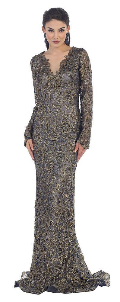 Long Mother of the Bride Dress Formal Evening Gown - The Dress Outlet May Queen