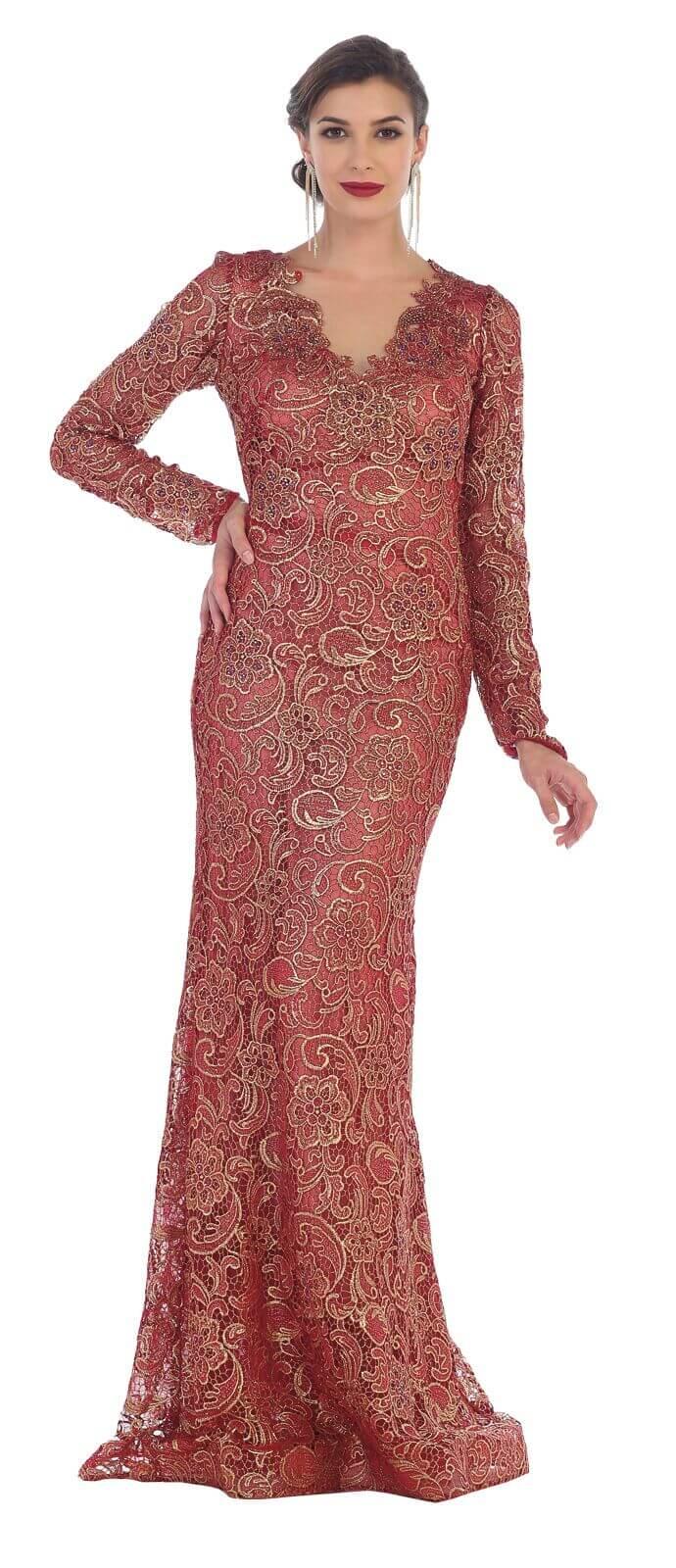 Long Mother of the Bride Dress Formal Evening Gown - The Dress Outlet May Queen