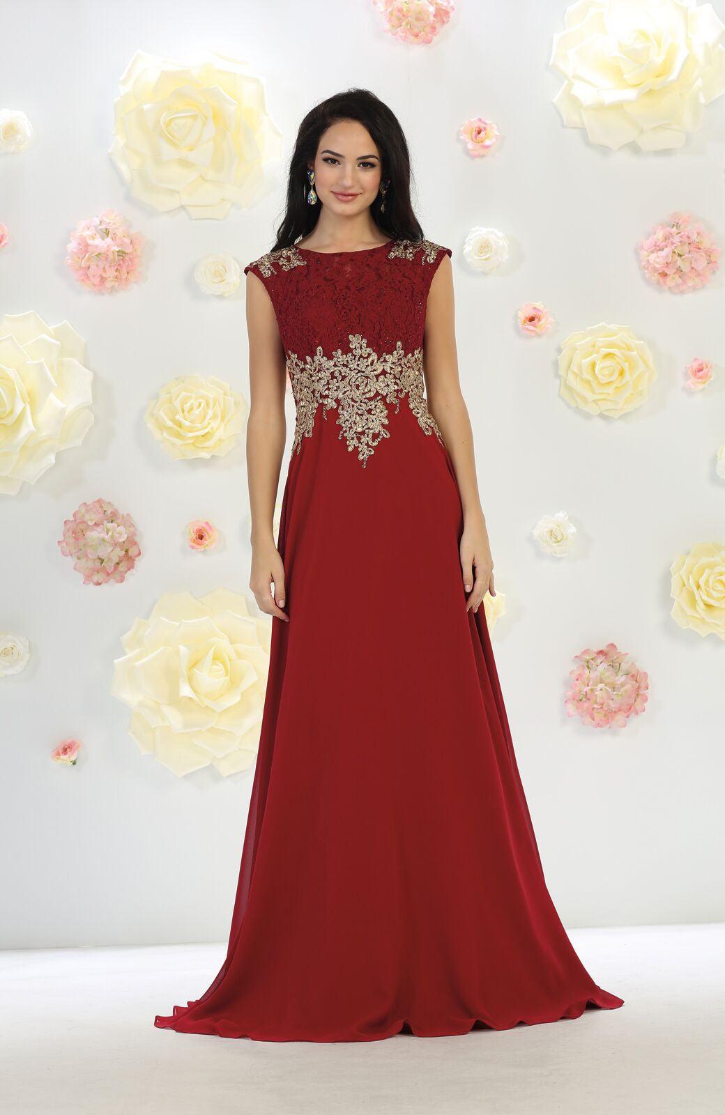Long Mother of the Bride Dress Formal Plus Size Gown - The Dress Outlet May Queen