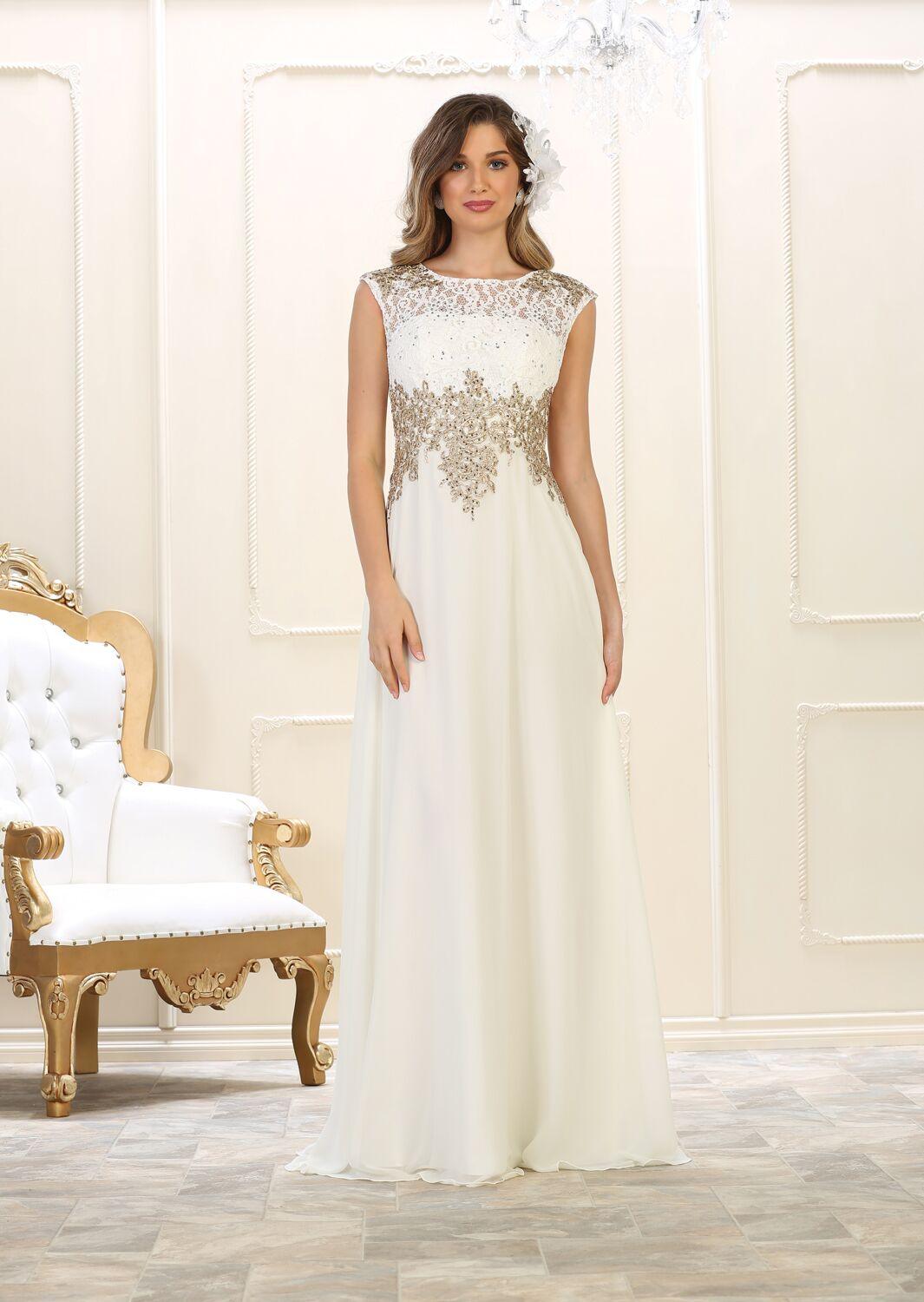 Long Mother of the Bride Dress Formal Plus Size Gown - The Dress Outlet May Queen