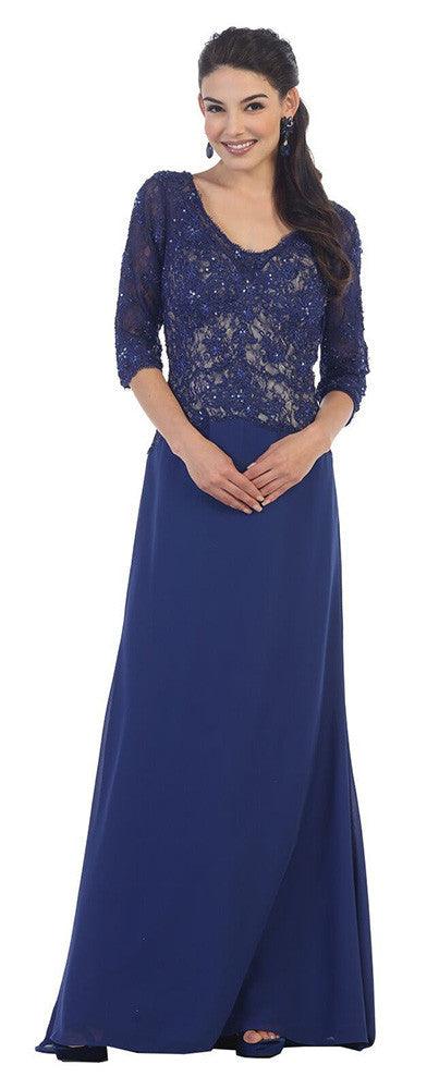 Long Mother of the Bride Dress Plus Size Formal - The Dress Outlet May Queen