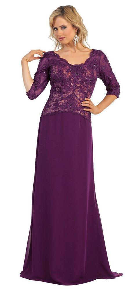 Long Mother of the Bride Dress Plus Size Formal - The Dress Outlet May Queen