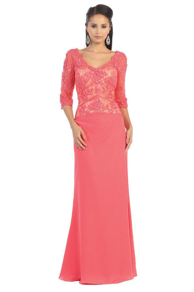 Long Mother of the Bride Dress Plus Size Formal - The Dress Outlet May Queen