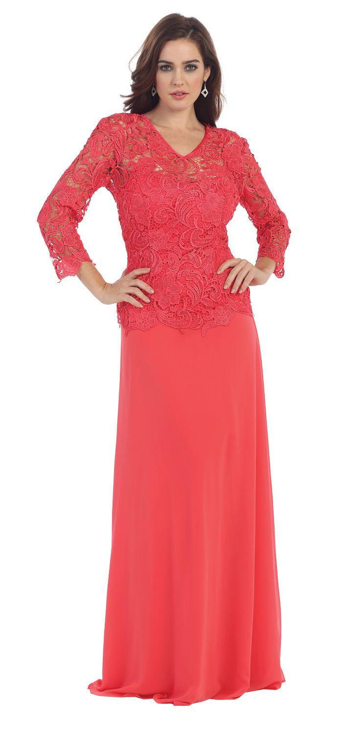 Long Mother of the Bride Dress Plus Size Formal - The Dress Outlet May Queen