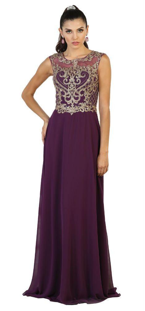 Long Mother of the Bride Dress Plus Size Formal Evening Gown - The Dress Outlet May Queen