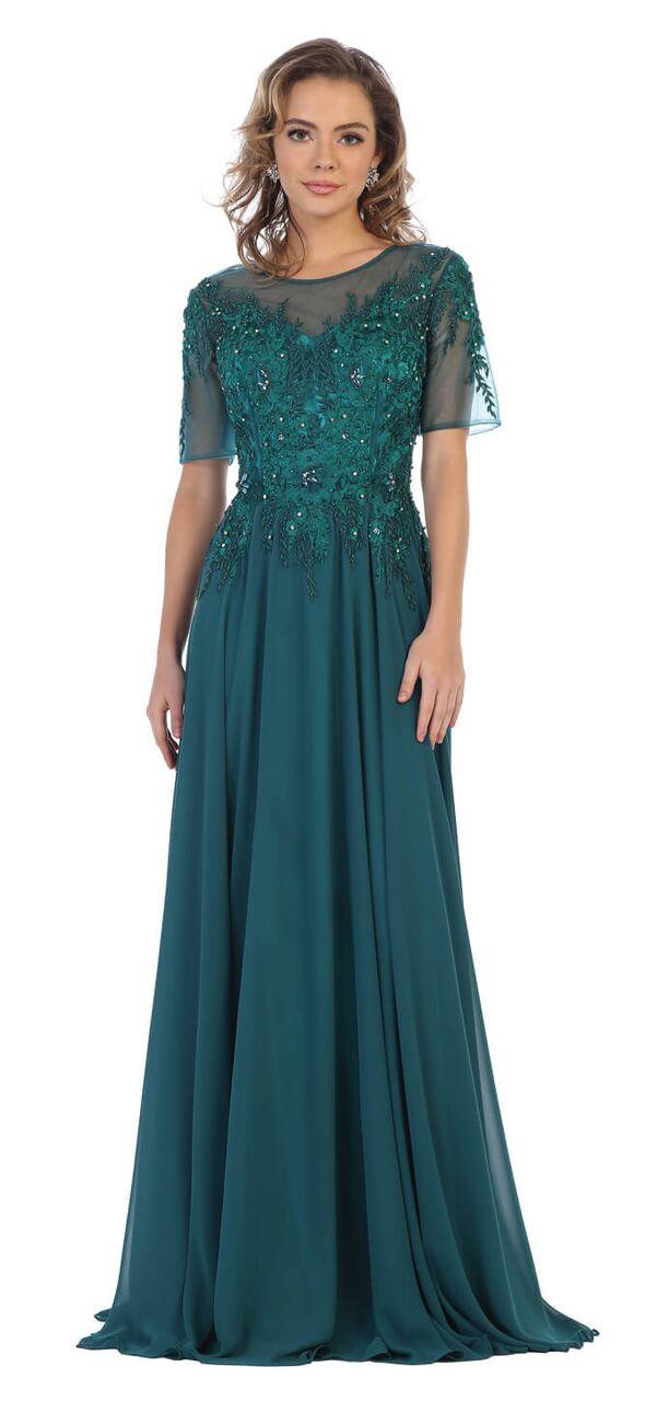 Long Mother of the Bride Formal Plus Size Dress - The Dress Outlet May Queen