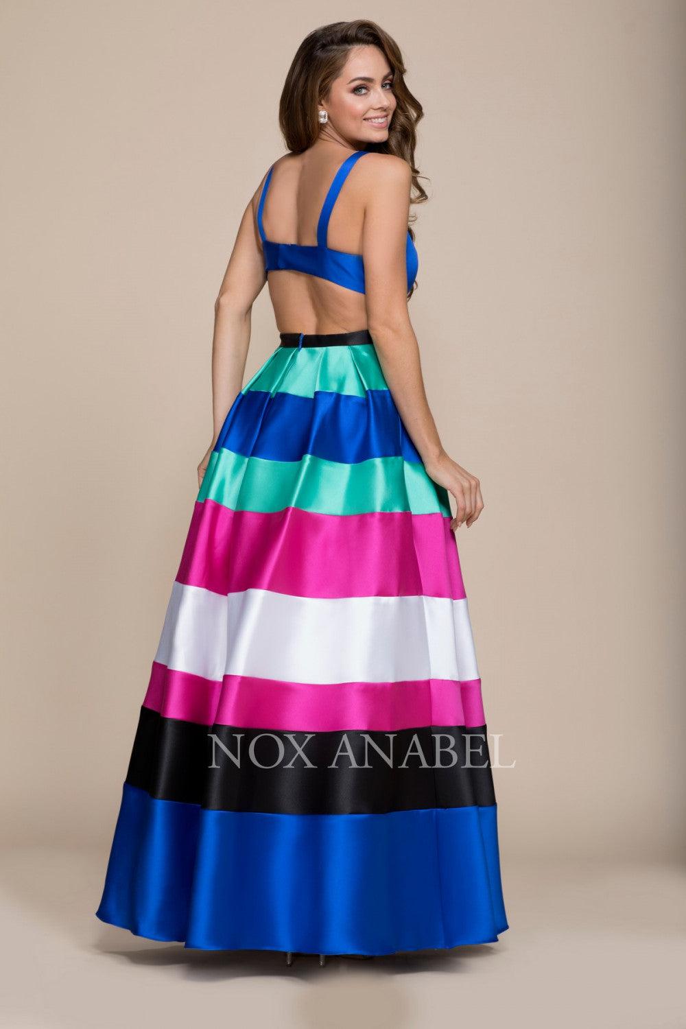 Long Multi Colored Sexy Prom Dress Evening Gown - The Dress Outlet Nox Anabel