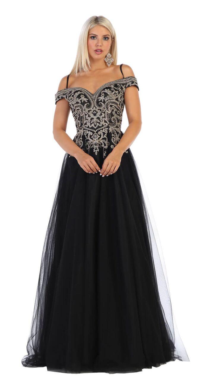 Long Off Shoulder Ball Gown Prom Dress - The Dress Outlet May Queen