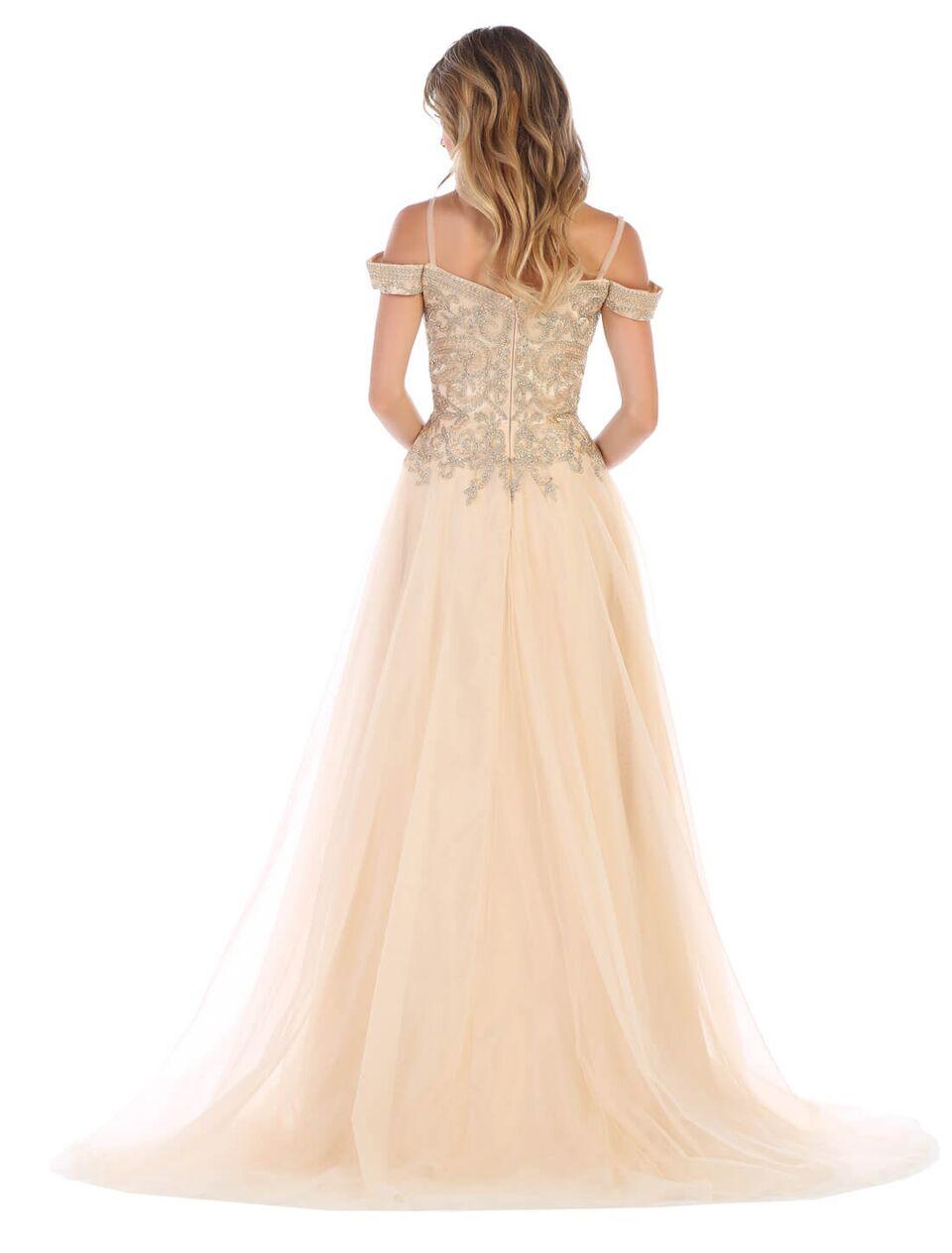 Long Off Shoulder Ball Gown Prom Dress - The Dress Outlet May Queen