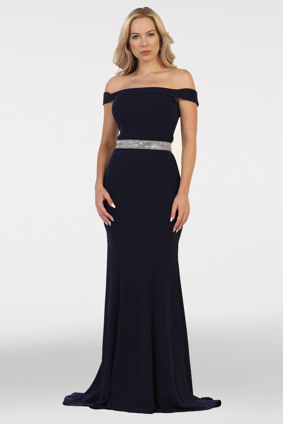 Long Off Shoulder Evening Gown Formal Prom Dress - The Dress Outlet May Queen